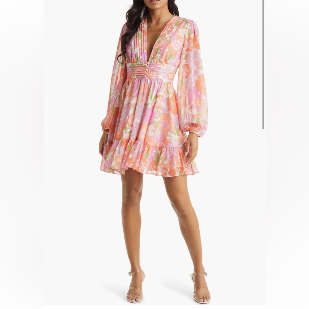 VICI collections long sleeve chiffron babydoll dress